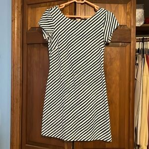 XS Blue & White Striped Mahi Gold Dress